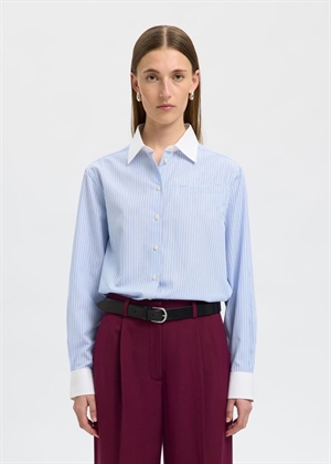 Filina relaxed contrast ls skjorte Cashmere Blue Stripes Selected Femme 